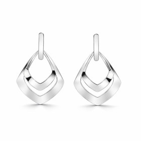 Boucles d oreilles pendantes argent 925 rhodié composées 2 losanges dont le plus grand mesure 24x26mm Longueur totale : 35...