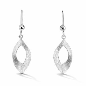 Boucles d oreilles pendantes argent 925 rhodié composées d une navette argent brossé 10x20mm Longueur totale : 32mm Systèm...