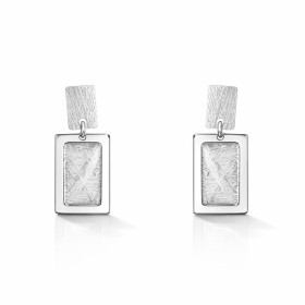 Boucles d oreilles pendantes argent 925 rhodié composées d un rectangle lisse un rectangle argent brossé 9x13mm Longueur t...