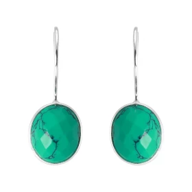 Boucles d oreilles Pendantes Argent 925 Turquoise Reconstituée Ovale 12x10mm Pierres ovales facettées mesurant 12x10mm Dim...