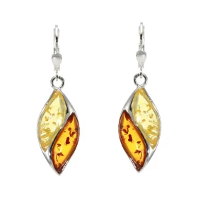 Boucles d oreilles Argent 925 Ambre Multicolore Longueur : 45mm Largeur du motif : 13 mm 