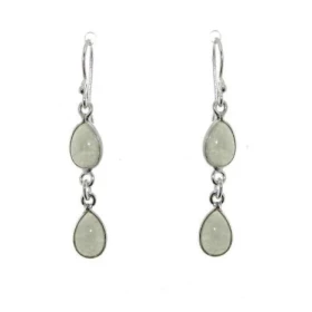 Boucles d oreilles Argent 925 Aventurine serties pierres forme poire Longueur : 4,5cm Dimensions des pierres : 10x6mm