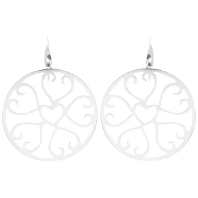 Boucles d oreilles pendantes argent composées d un cercle 50mm diamètre ajouré 6 coeurs Système d attache : crochet Longue...