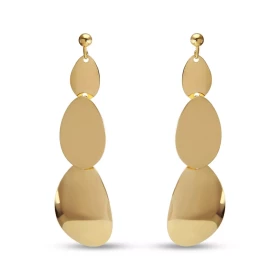 Boucles d oreilles pendantes argent doré composées 3 formes gouttes dont une satinée Largeur : 16mm Longueur totale : 50mm...