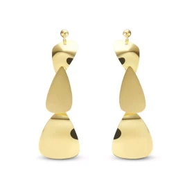 Boucles d oreilles pendantes argent doré composées 3 formes triangulaires dont une satinée Largeur : 16mm Longueure totale...