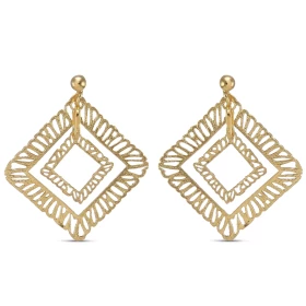Boucles d oreilles pendantes argent doré composées 2 losanges texturés dont le plus grand mesure 30x30mm Largeur : 30mm Lo...