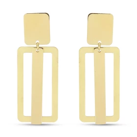 Boucles d oreilles pendantes argent doré composées d un rectangle 16x30mm une barre 4x30 Largeur : 16mm Longueur totale : ...