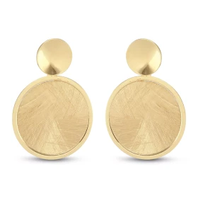 Boucles d oreilles pendantes argent doré composées d un cercle lisse un cercle argent brossé 24mm diamètre Largeur : 24mm ...