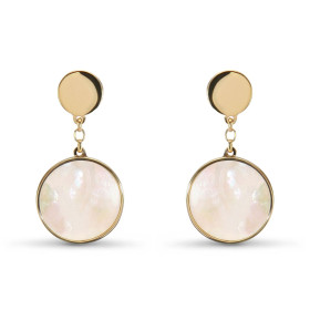 Boucles d oreilles pendantes argent doré composées d un cercle nacre 12mm diamètre Longueur totale : 24mm Système d attach...