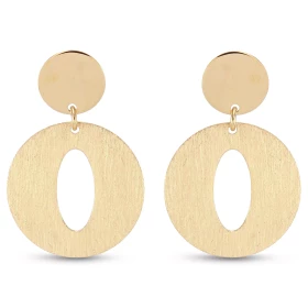 Boucles d oreilles pendantes argent doré composé d un cercle lisse d un cercle brossé Largeur : 20mm Longueur totale : 30m...