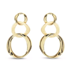 Boucles d oreilles pendantes argent doré composées 2 cercles lisses un cercle brossé Largeur : 22mm Longueur totale : 37mm...