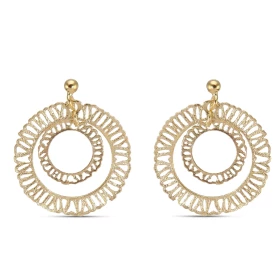Boucles d oreilles pendantes argent doré composées 2 cercles texturés dont le plus grand mesure 26mm diamètre Largeur : 26...