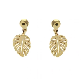 Boucles d oreilles pendantes argent rhodié doré forme feuille monstera Largeur : 11mm Longueur totale : 21mm Système d att...