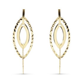Boucles d oreilles pendantes argent rhodié composées d une navette lisse 2 navettes ciselées Largeur : 16mm Longueur total...