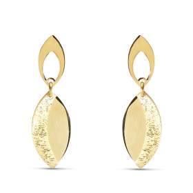 Boucles d oreilles pendantes argent doré composées d une navette ajourée une navette une moitié satinée diamantée Largeur ...