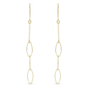 Boucles d oreilles pendantes argent doré composées 3 ovales sur une chaînette 1,4mm large Largeur : 5mm Longueur totale : ...