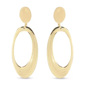 Boucles d oreilles pendantes argent doré composées 2 ovales dont le grand a des découpes Largeur : 20mm Longueur totale : ...