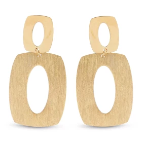 Boucles d oreilles pendantes argent doré composées d un rectangle lisse un rectangle brossé Largeur : 19mm Longueur totale...