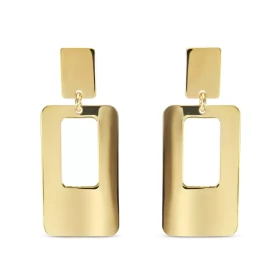 Boucles d oreilles pendantes argent doré composées 2 formes rectangulaires Largeur : 16mm Longueur totale : 38mm Système d...
