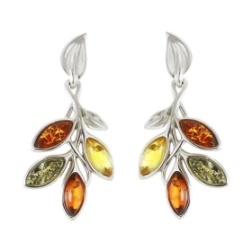 Boucles d oreilles pendantes Argent Ambre Multicolore Dimensions d une boucle (vue face) : 30x15mm Système fermeture : pou...