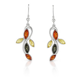 Boucles d oreilles pendantes Argent Ambre Multicolore Dimensions d une boucle (vue face) : 50x18mm Système fermeture : cro...