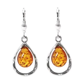 Boucles d oreilles Pendantes Argent Ambre Poire 12x9mm Pierres taille poire 12x9mm Longueur d une boucle d oreille : 35mm ...