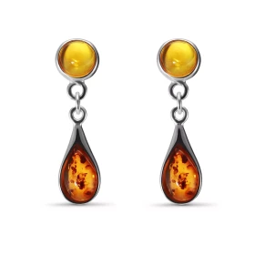 Boucles d oreilles Pendantes Argent Ambre Dimensions d une boucle (vue face) : 30x7mm Système fermeture : poussettes
