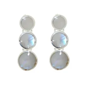Boucles d oreilles articulées Argent 925 Nacre Petits ronds Argent 6,5 à 8,5mm diamètre incrustation Nacre Longueur : 31mm 