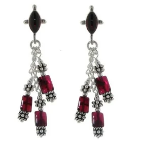 Boucles d oreilles Argent 925 Grenat pendantes, longueur : 47mm