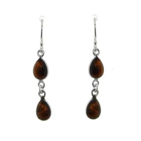 Boucles d oreilles Argent 925 Oeil Tigre serties pierres forme poire Longueur : 4,5cm Dimensions des pierres : 10x6mm