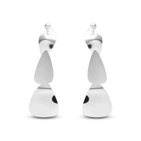 Boucles d oreilles pendantes argent rhodié composées 3 formes gouttes dont une satinée Largeur : 16mm Longueur totale : 50...