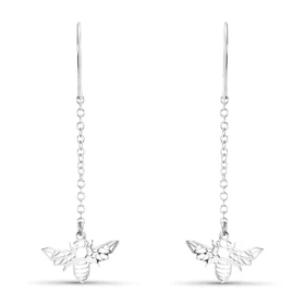 Boucles d oreilles pendantes argent rhodié composées d une abeille 9x16mm Longueur totale : 50mm Système d attache : pouss...
