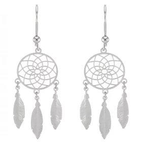Boucles d oreilles pendantes argent rhodié attrape rêve Largeur : 18mm Longueur totale : 59mm Système d attache : crochet