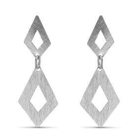Boucles d oreilles pendantes argent rhodié brossé composées 2 losanges Largeur : 18mm Longueur totale : 46mm Système d att...
