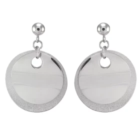 Boucles d oreilles pendantes argent rhodié composées d un cercle ondulé lisse un cercle ondulé satiné Largeur : 30mm Longu...