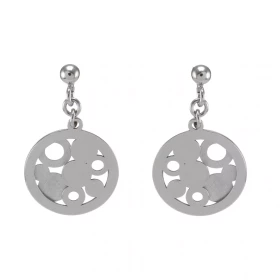 Boucles d oreilles pendantes argent rhodié composées ronds argent argent satinés dans un cercle 15 mm diamètre Longueur to...