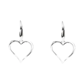 Boucles d oreilles pendantes argent rhodié composées d un coeur 14x15mm Système d attache : crochet Longueur totale : 2,5cm