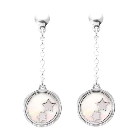  Boucles d oreilles pendantes argent rhodié composées d une chainette 1,5cm à laquelle est suspendu un cercle 13mm diamètr...