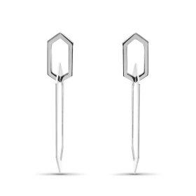 Boucles d oreilles pendantes argent rhodié composées 2 formes hexagonales Largeur : 9mm Longueur totale : 36mm Système d a...