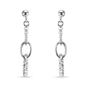 Boucles d oreilles pendantes argent rhodié composées d un ovale lisse, 1 ovale texturé une chaînette Largeur : 10mm Longue...