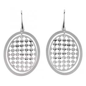 boucles d oreilles pendantes argent rhodié composées d un ovale lisse un ovale satiné ajouré Largeur : 35mm Longueur total...