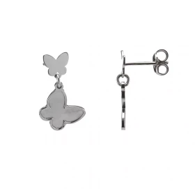 Boucles d oreilles pendantes argent rhodié composées d un papillon nacre Largeur : 12mm Longueur totale : 22mm Système d a...