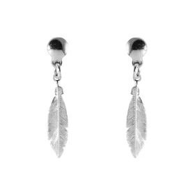 Boucles d oreilles pendantes argent rhodié composée d une plume Largeur : 5mm Longueur totale : 30mm