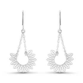 Boucles d oreilles pendantes argent rhodié forme demi tournesol Largeur : 21mm Longueur totale : 45mm Système d attache : ...