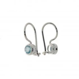 Boucles d oreilles Argent 925 Topaze Bleue serties pierres 4mm, longueur : 16mm