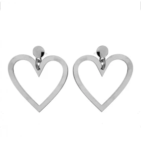 Boucles d oreilles pendantes coeurs Argent 925 rhodié Longueur : 2,8cm Système fermeture : poussettes