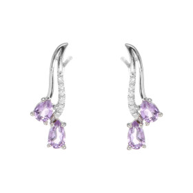 Boucles d oreilles Pendantes Argent 925 Rhodié Améthyste Poire Oxyde Boucles composées motifs pavés d oxydes zirconium ser...