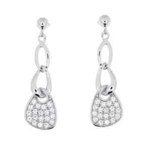  Boucles d oreilles pendantes Argent 925 rhodié oxyde zirconium Dimensions d une boucle vue face : 27x8mm Système fermetur...