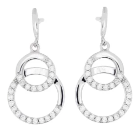Boucles d oreilles pendantes Argent 925 rhodié oxyde zirconium Dimensions d une boucle vue face : 24x13mm Système fermetur...