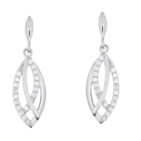 Boucles d oreilles pendantes Argent 925 rhodié oxyde zirconium Dimensions d une boucle vue face : 24x7mm Système fermeture...